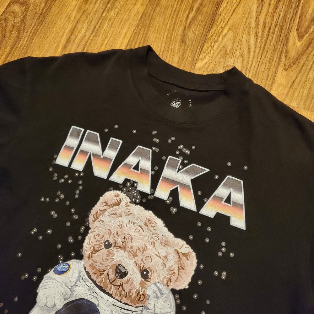 INAKA Power‎ Shirt Adult Medium Black MMXXII Apparel Astronaut Teddy Bear